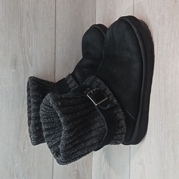 Ugg Australia Women Leather Sweater Short Boots Sheepskin shoes sz 10 - Picture 2 of 12